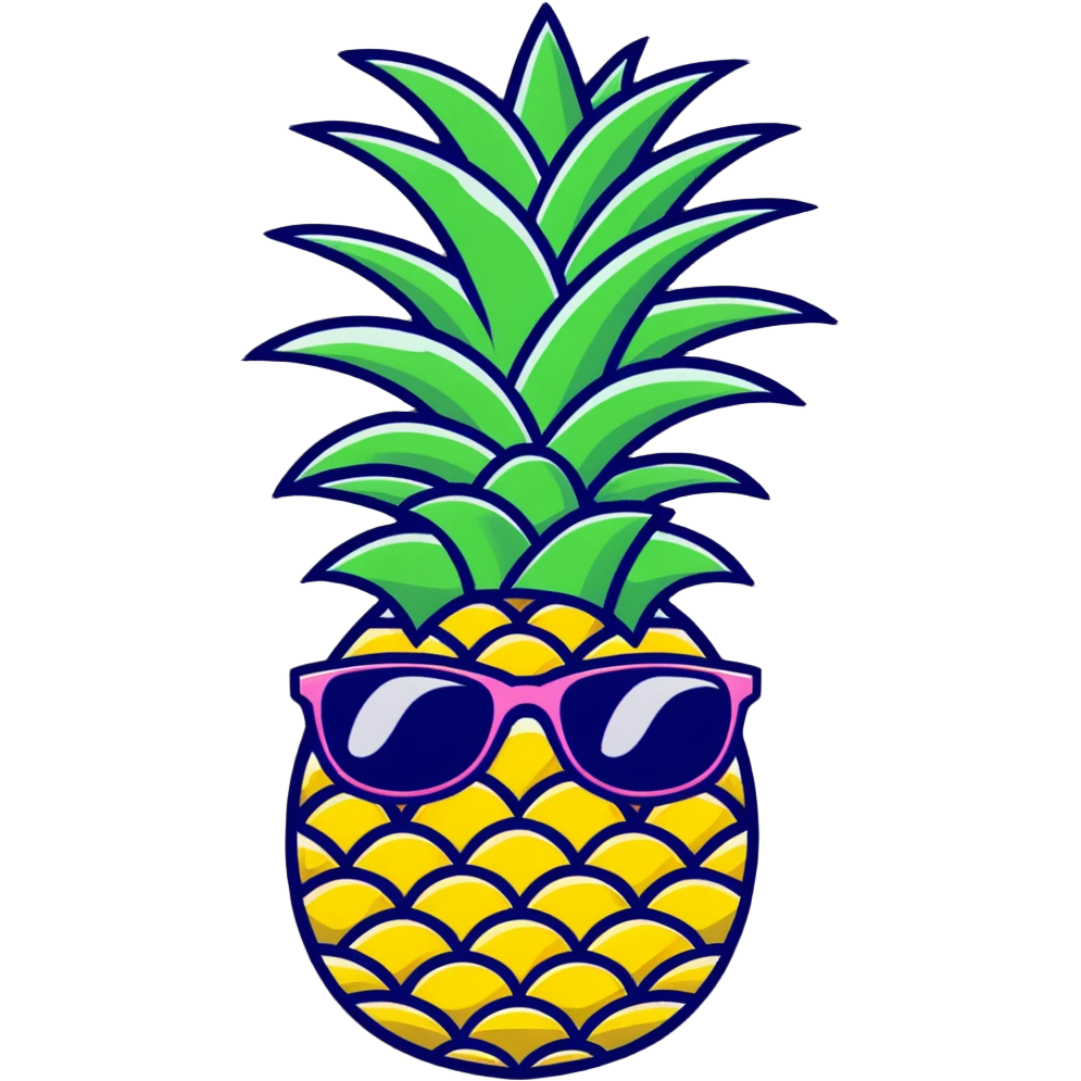 happy pineapple ananas with sunglasses emoji
