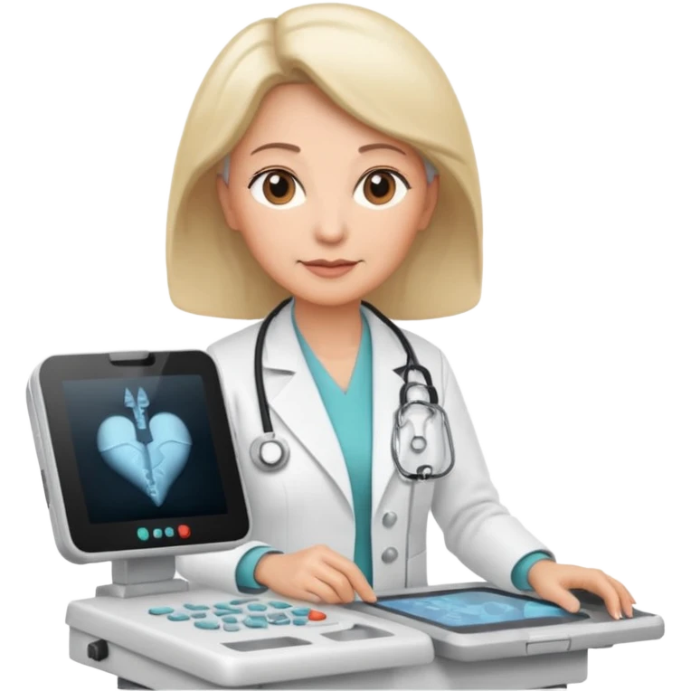 older female doctor working an ultrasound machine emoji