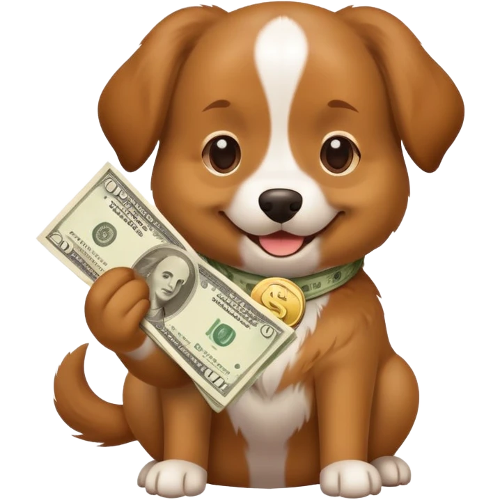 Dog holding money emoji