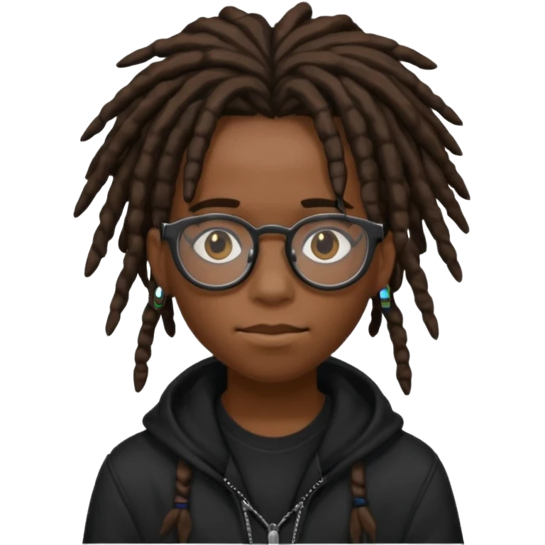 African Emo teen with dreads and glasses emoji