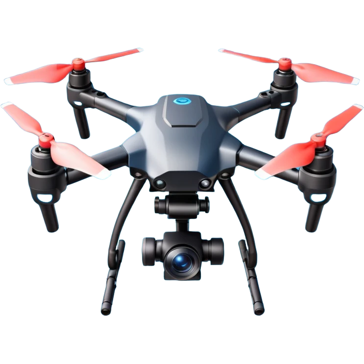cinematic camera drone object icon, 3-axis gimbal stabilized camera, large lens, carbon fiber arms, glowing status lights, 3D cartoon, mobile game icon style, centered, clean background, no text, no watermark
  emoji
