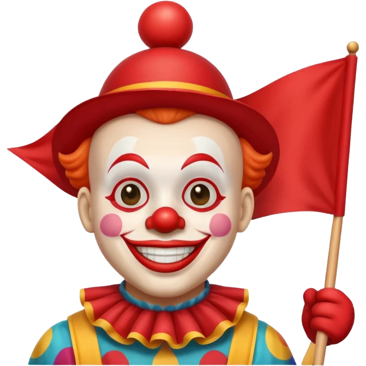 Clown holding red flag emoji