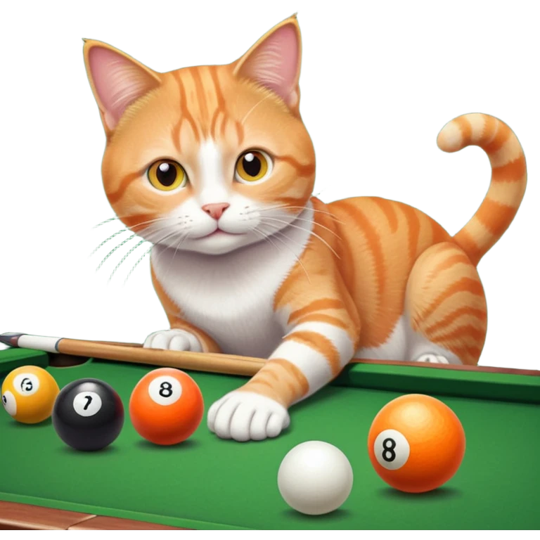 cat playing billiards emoji