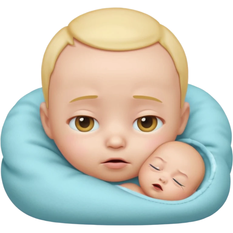 Cute 3D baby emoji, rubbing eyes, sleepy expression, short fine baby hair, soft pastel colors, clean white background  emoji