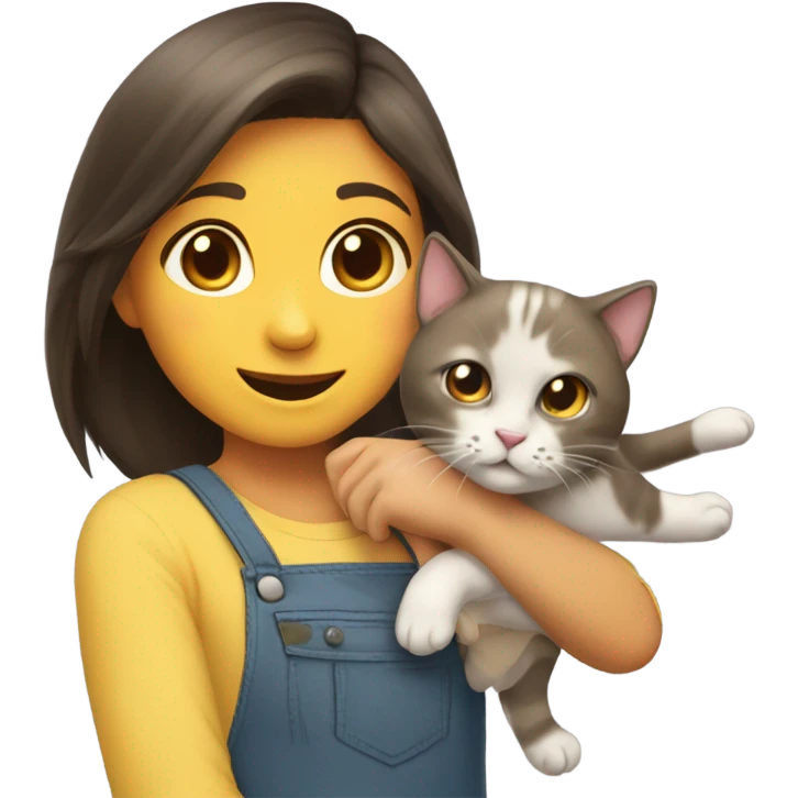 girl playing with cat emoji