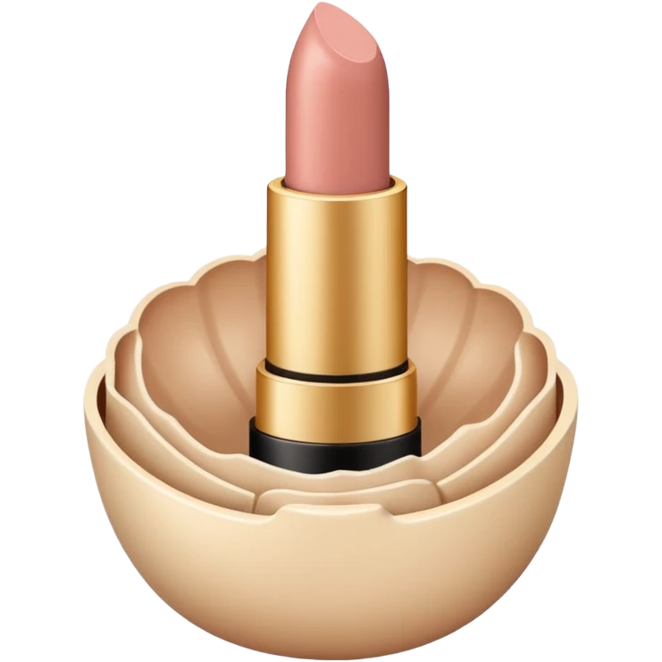 A soft nude lipstick in a minimalist beige shell. emoji