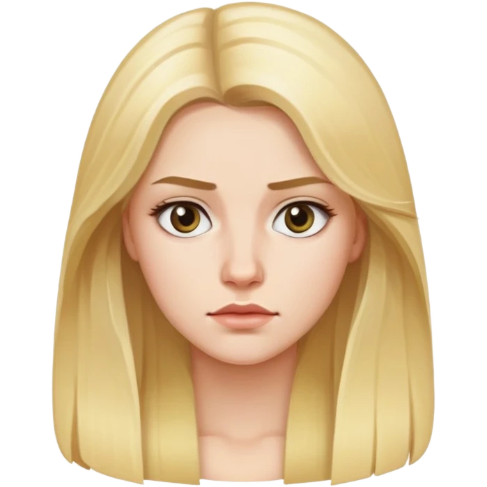 "- Nữ
- 25 tuổi
- Da trắng
- Tóc vàng dài
- Mặt nghiêm túc, mặt vuông" emoji