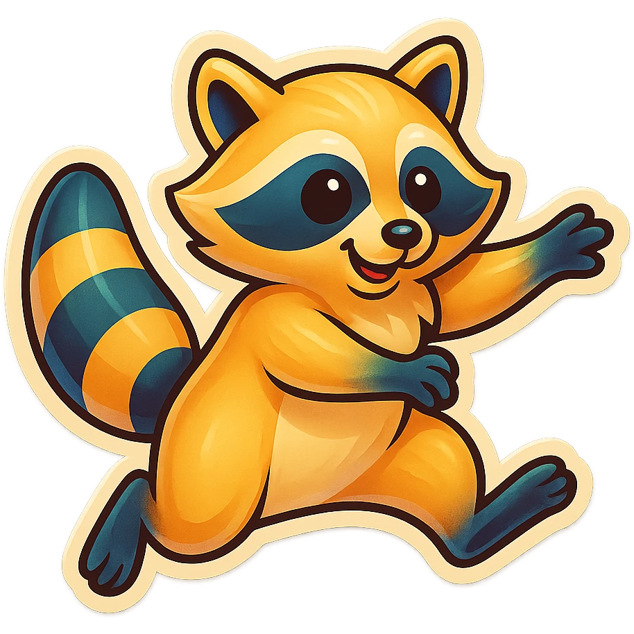 Very Light Blonde cool raccoon jumping  emoji