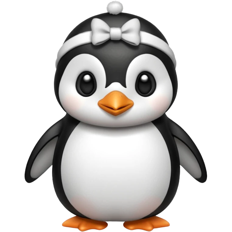 A penguin with a bow next to his head emoji