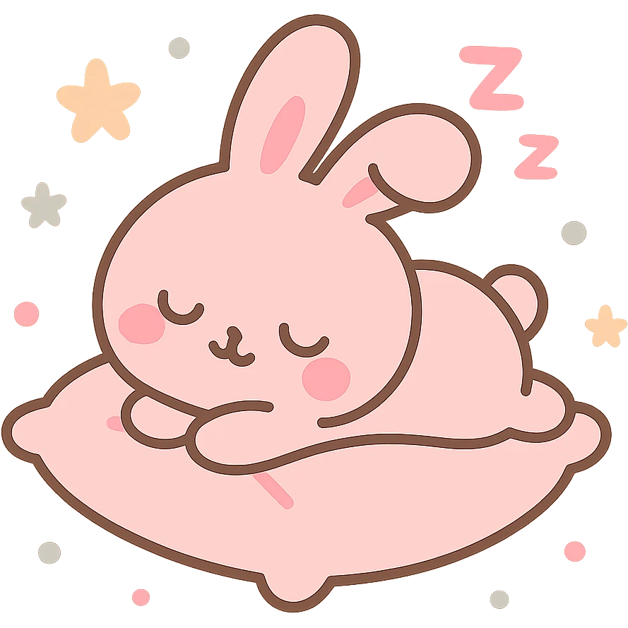 pink bunny sleeping on pillow emoji