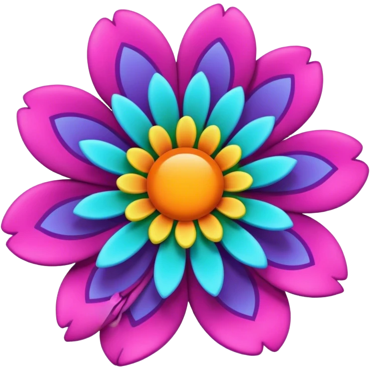 3D, psychedelic colored hippie style flower  emoji