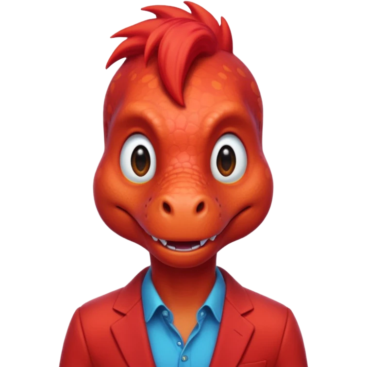Red dinosaur with gen z touch emoji