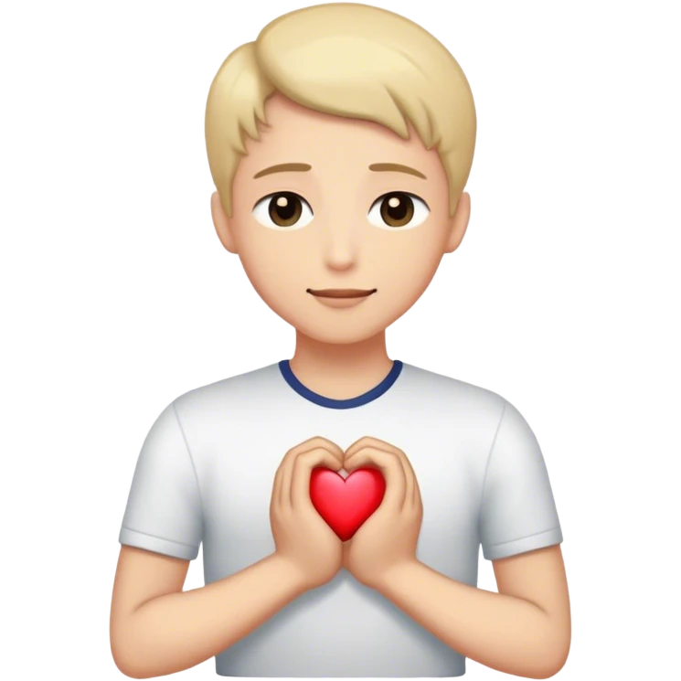 A person with their eyes closed and a small smile, holding their hand on their chest. Inside their mind, a vivid, glowing image of a heart  Their body is still tense, but the anchor of excitement keeps them grounded. emoji