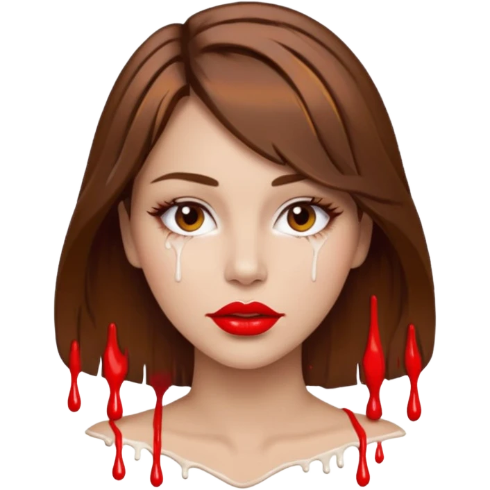 Brown Hair, Woman, white paint drip, face, hot, Sexy, lips emoji