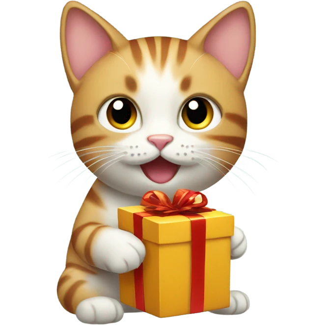 Cat holding a gift emoji