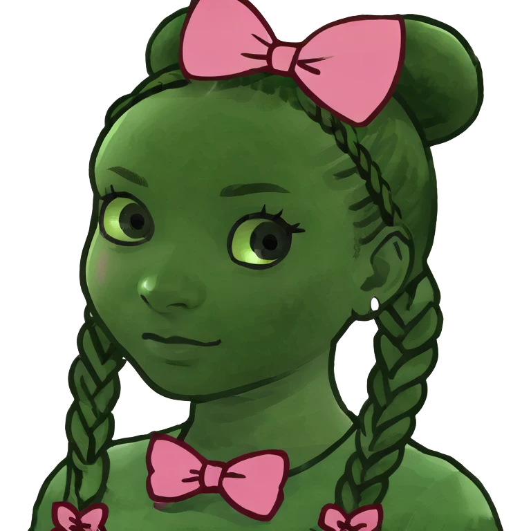 Girl with braids and pink bows emoji