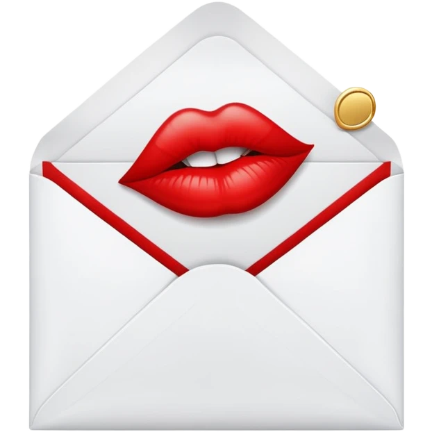 An envelope with a kiss print emoji
