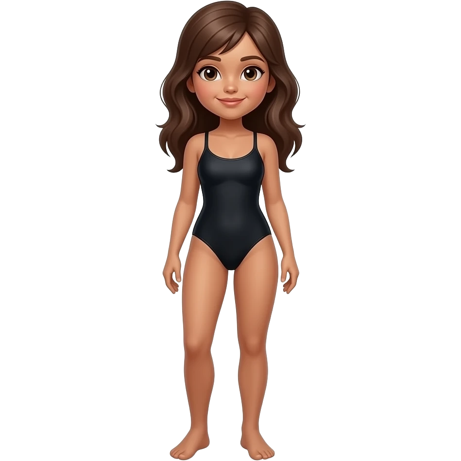 Full body tan girl wearing black swimsuit emoji