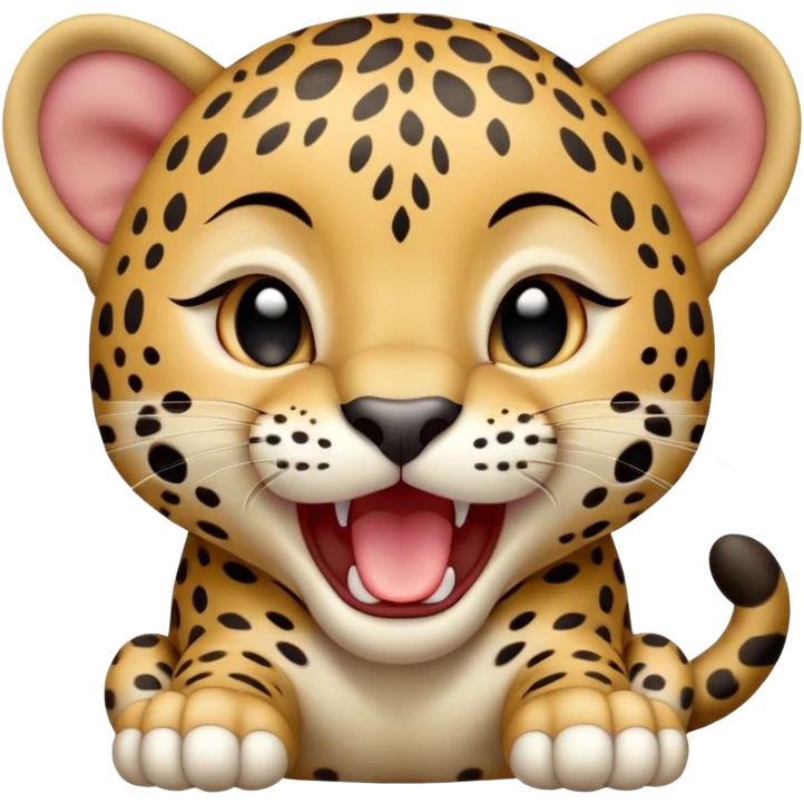 cinematic-realistic-yawning-baby jaguar-portrait-emoji,-head-tilted-slightly-with-a-dramatic,-wide-open-yawn,-showcasing-a-lithe,-graceful-build-with-distinctive-rosette-patterns-and-sleepy,-half-closed-eyes,-simplified-yet-irresistibly-adorable, realistic emoji