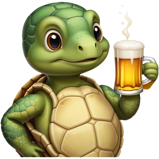 Freezing turtle drinking beer emoji
