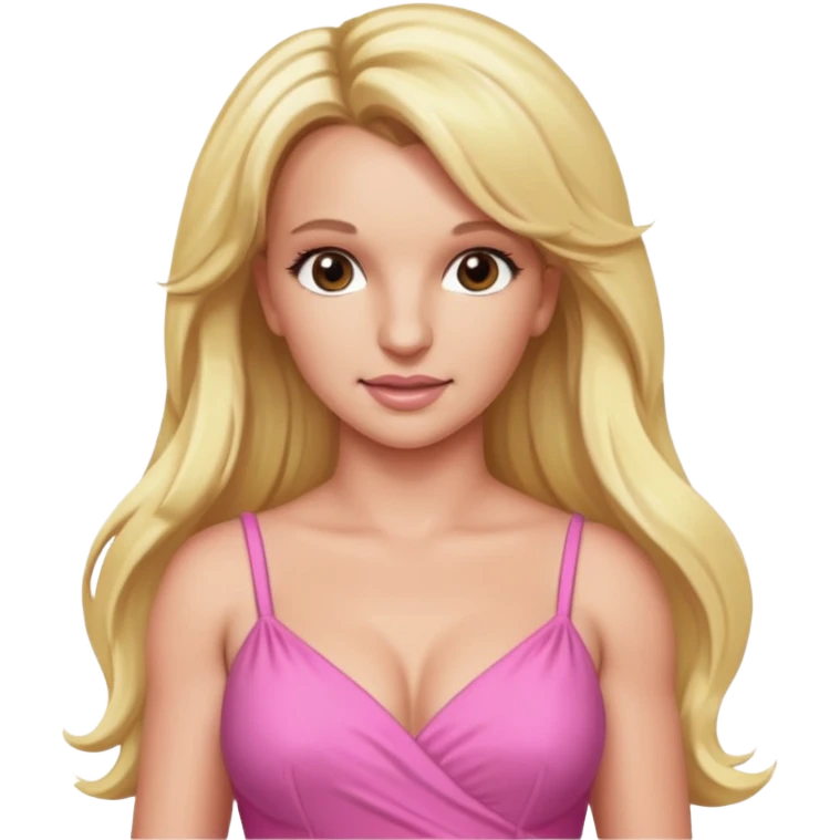 Britney Spears long blonde hair, pink dress emoji
