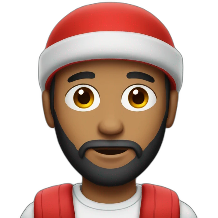 Black Beard guy with red winter cap emoji