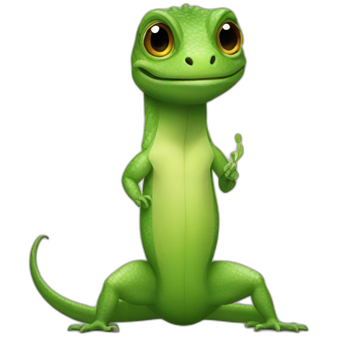 Lizard with cilantro emoji