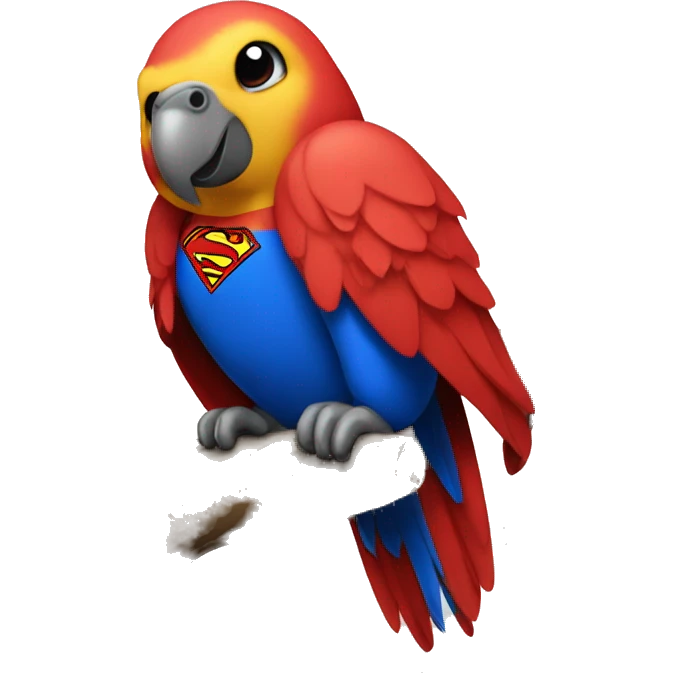 Parrot wearing Superman shirt in a tree emoji