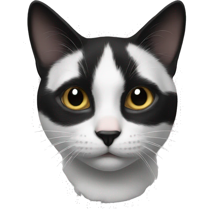 Black and white cat with only white mouth and black nose emoji