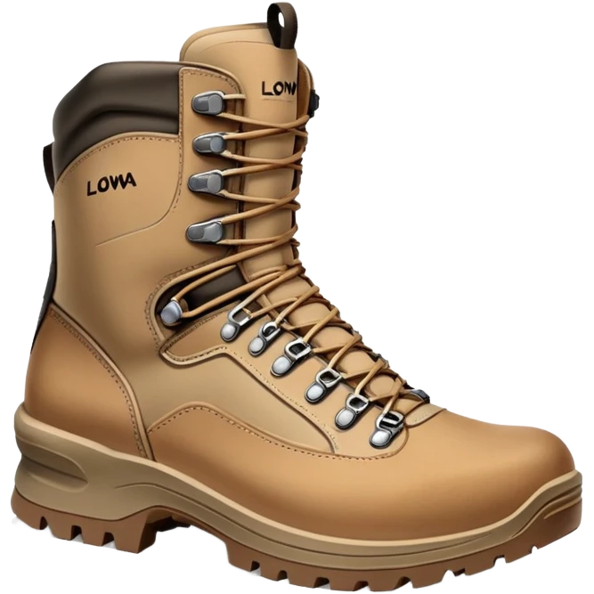Lowa military tactical hiking boots in tan color emoji