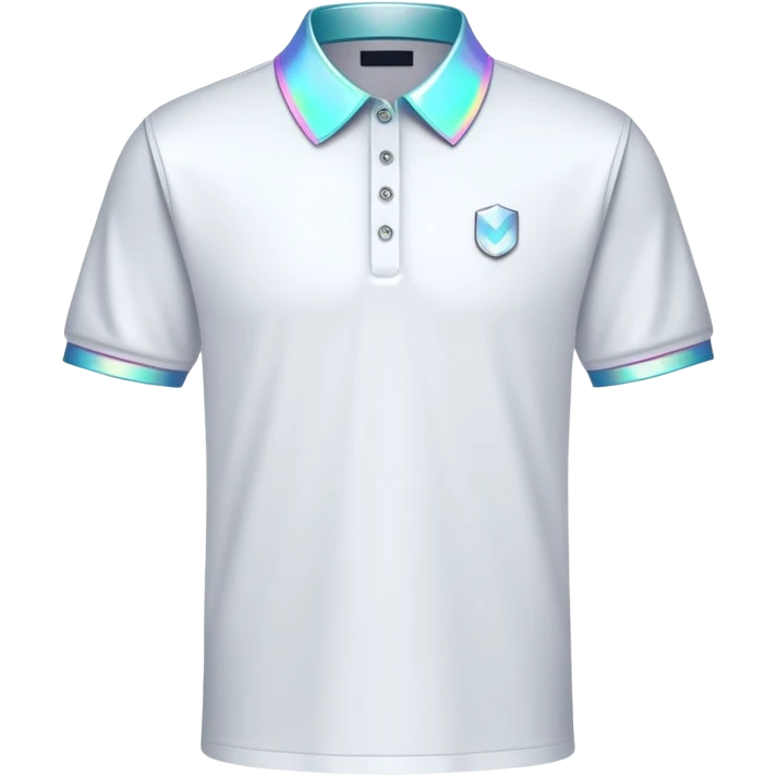 futuristic preppy polo shirt with smart fabric and holographic collar emoji