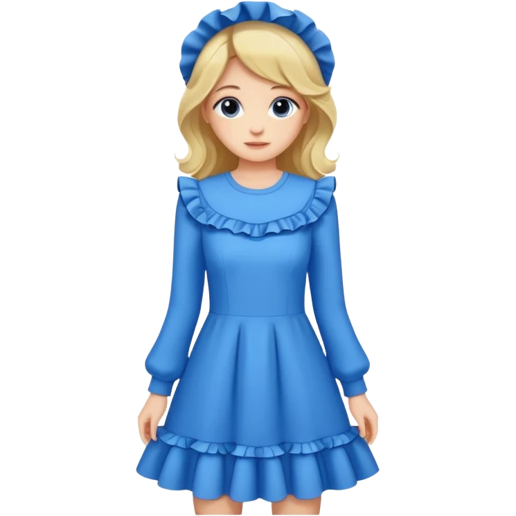 long sleeve blue dress with ruffles emoji