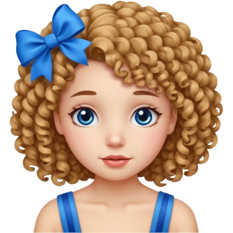 girl  with blue bow and curly hair emoji
