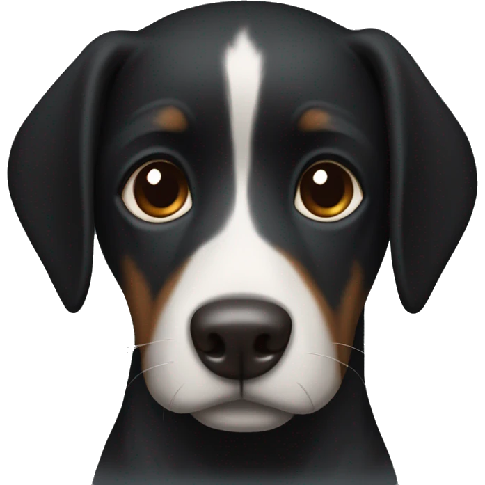 Black dog with white chest and brown eyes  emoji