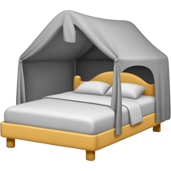 Minimalist emoji-style sticker of a bed with a covered figure and something strange peeking out from underneath. Grayscale only, simple icon.

 emoji