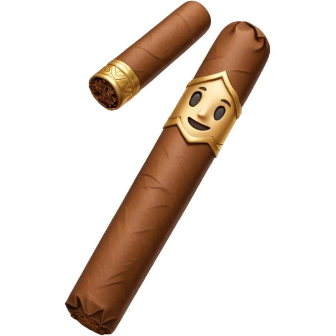 Emoji-style cigar icon, dark brown wrapper, subtle smoke, minimalistic, clean silhouette, metal details, no gold details emoji