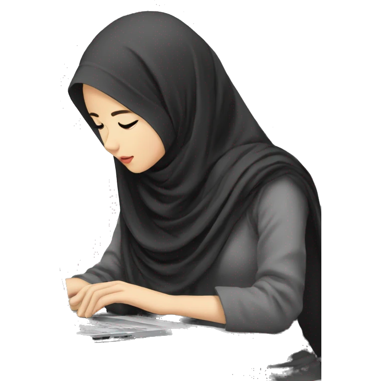 asia-Hijab-girl-beautiful-typing-on-computer-sad emoji