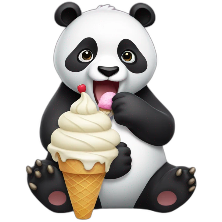 Panda eating ice cream emoji