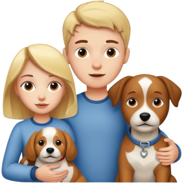 Girl and boy with a dog emoji