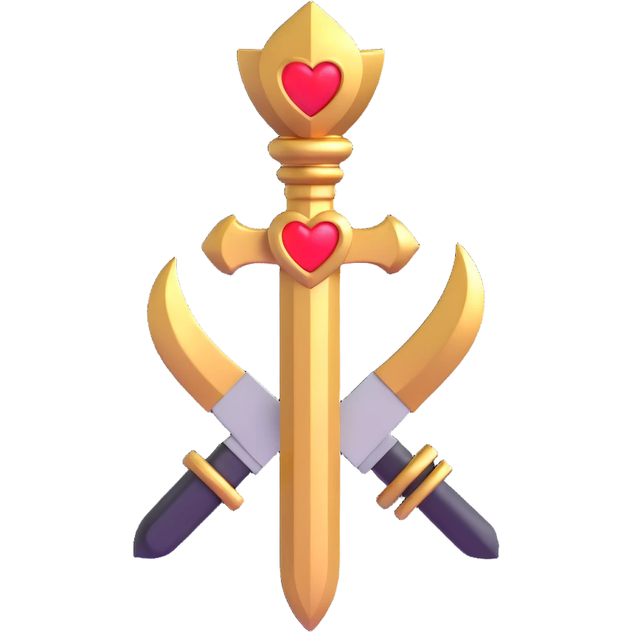 golden heart with a golden dagger crossing it emoji