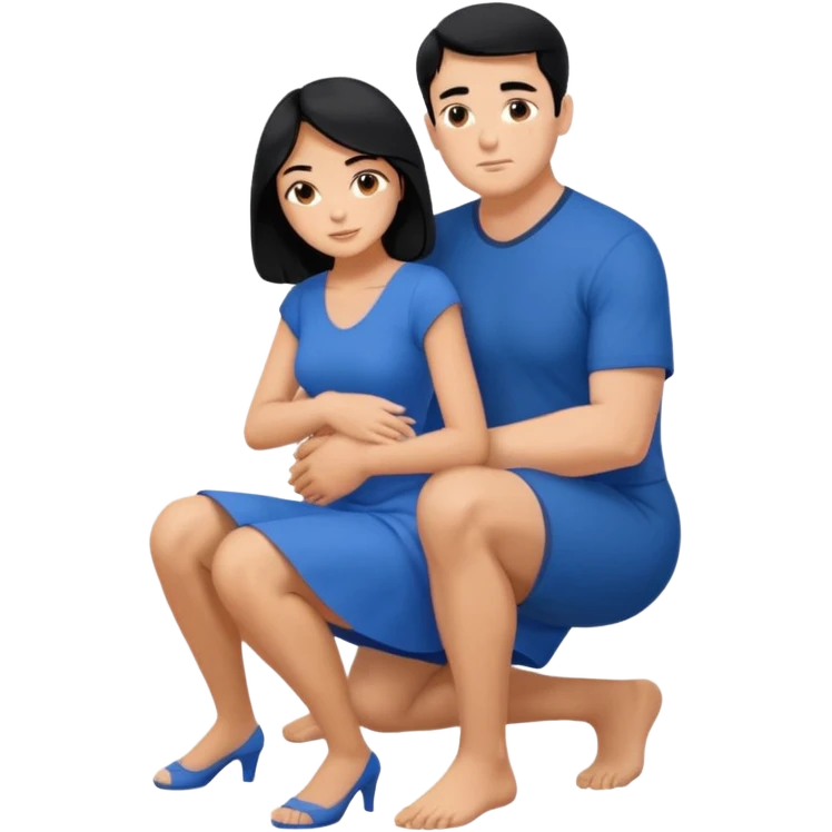Woman squatting with her knees up on sitting man’s lap emoji