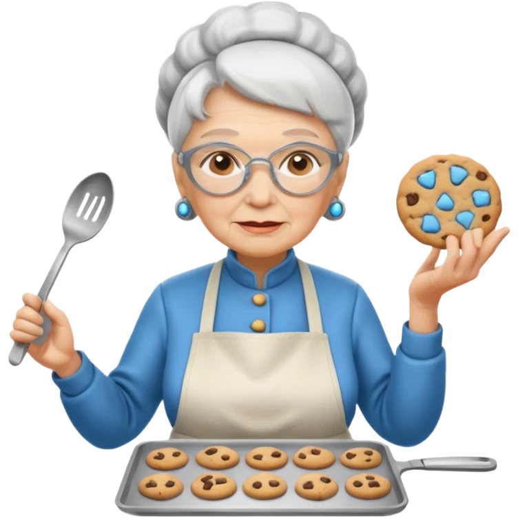 cyburg grandma, cooking cookies emoji