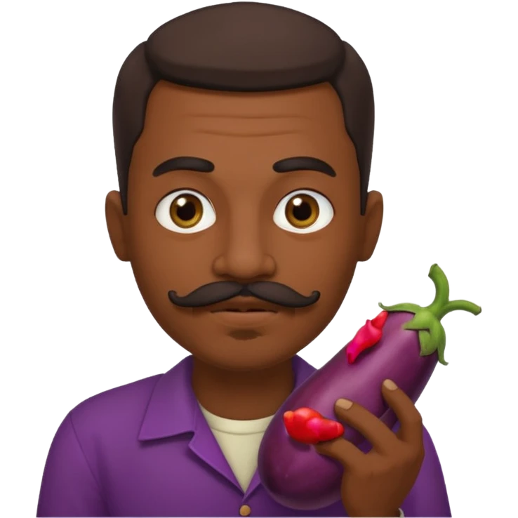 Egyptian man with moustache and goatee sucking on an eggplant  emoji