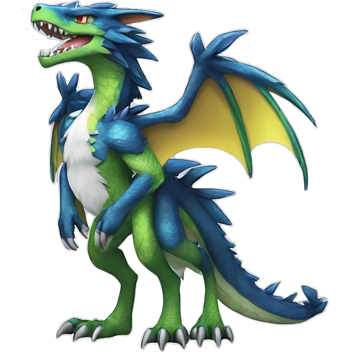  Cool Edgy Cute Shiny Colorful Digimon-Reptile-Dragon-Sergal full body emoji