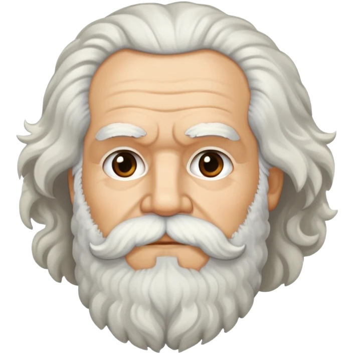 Karl Marx with white bushy beard and thick wavy hair, no glasses emoji