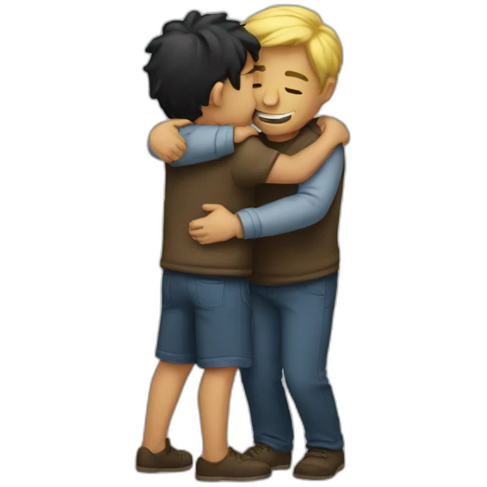 Two guys hugging emoji