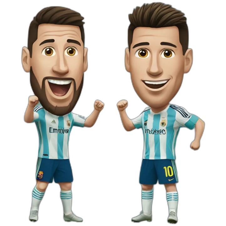 Messi and Ronaldo doing Ronaldo’s celebration emoji