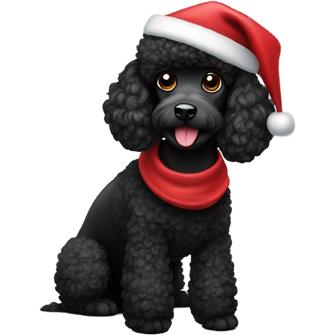 black poodle wearing santa hat emoji