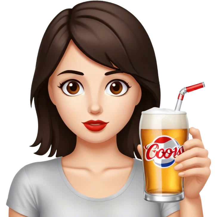 Brunette drinking coors light  emoji