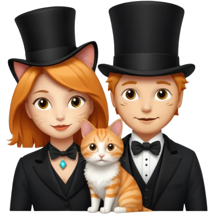 magician couple and their pet cat emoji